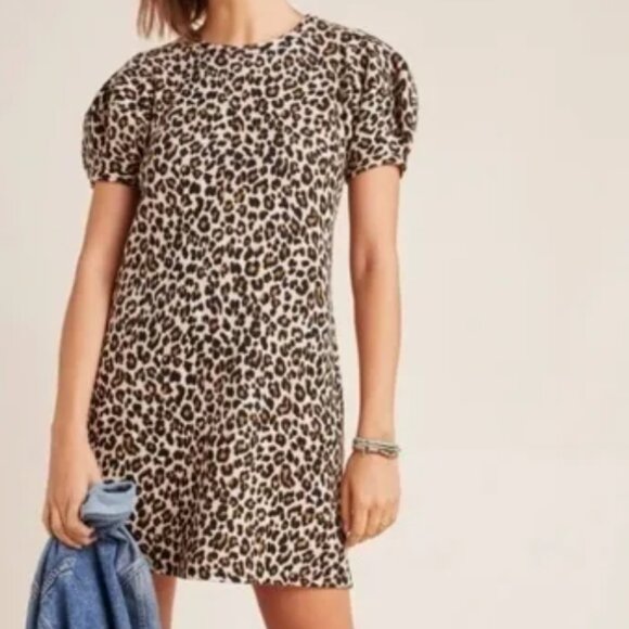 Velvet by Graham & Spencer Dresses & Skirts - Velvet by Graham and Spencer Cheetah Puff-Sleeve Dress